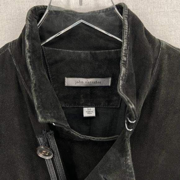 JOHN VARVATOS Jacket Mens Adult 50 Black Goat Suede Coat Button Up Slim Fit - Picture 5 of 16